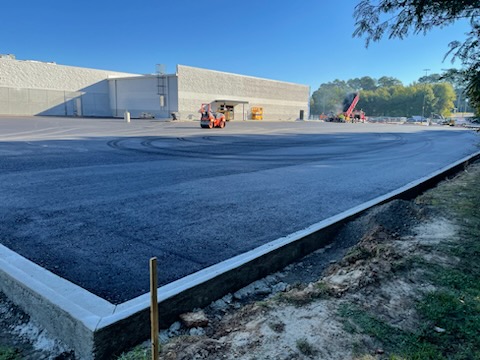 parking lot with concrete curb