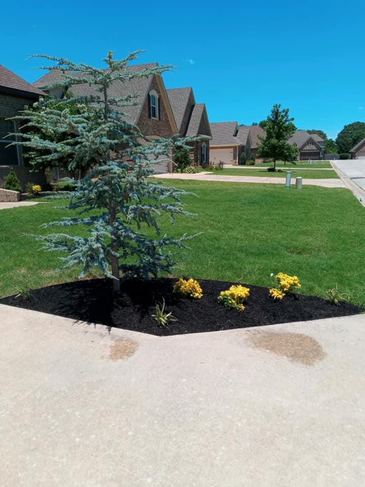 flower bed adjacent to driveway